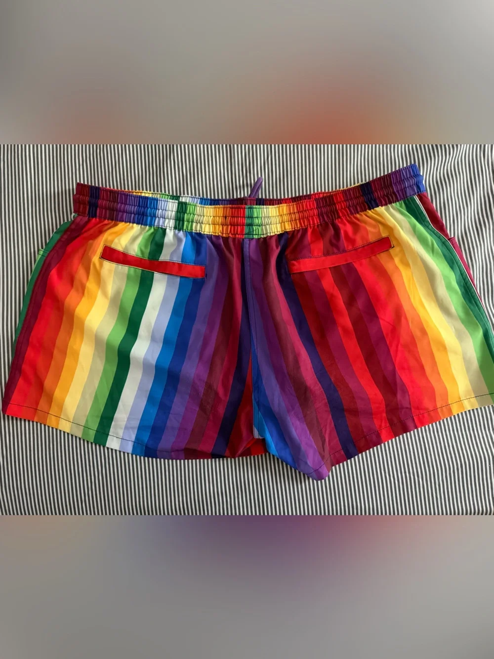 Men's Rainbow Stripe Swim Trunks - Multicolor